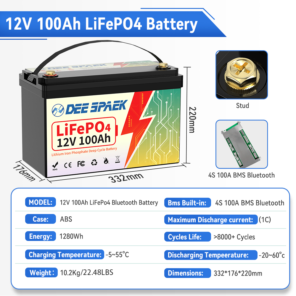 Аккумулятор LiFePO4 DEEPSPAEK  – обзор и цена Lifepo4 12V 100Ah Bms Bluetooth