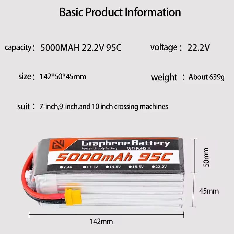 Lipo Батарея 6S 5000 мАч XT60  – обзор и цена 6S Lipo Battery 22.2V 5000Mah